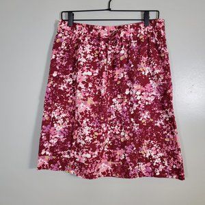 Eddie Bauer Women's Pink Floral Skirt with Elastic Waist Cotton Blend Size S